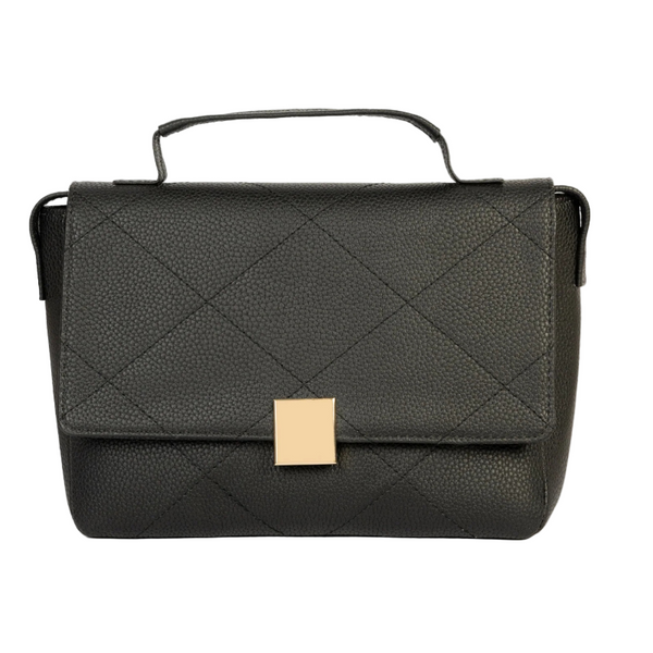 Elegant Black Rexine Quilted Stitch Handbag for Women