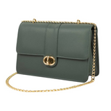 Elegant Dark Green Synthetic Leather Handbag for Women