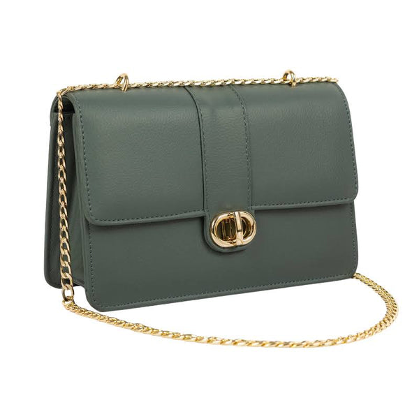 Elegant Dark Green Synthetic Leather Handbag for Women